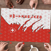 Switzerland Map Scratch Claw Swiss Flag Puzzle with Vertical Text - Wonder Print Shop