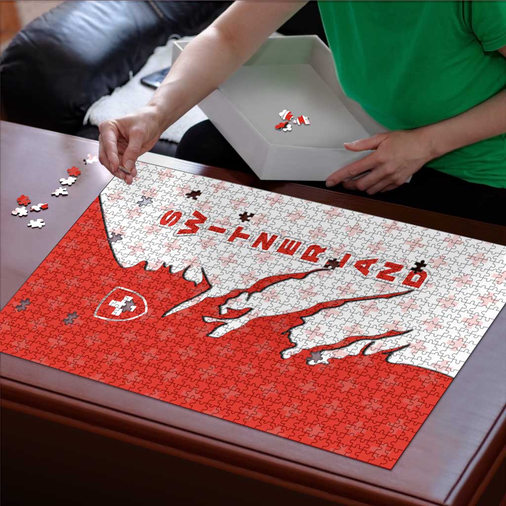 Switzerland Map Scratch Claw Swiss Flag Puzzle with Vertical Text - Wonder Print Shop