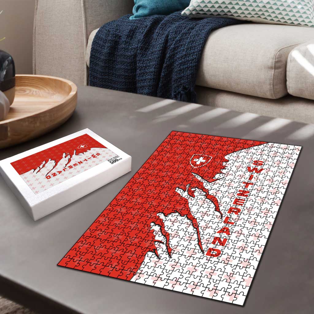 Switzerland Map Scratch Claw Swiss Flag Puzzle with Vertical Text - Wonder Print Shop