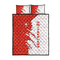 Switzerland Map Scratch Claw Swiss Flag Quilt Bed Set with Vertical Text - Wonder Print Shop