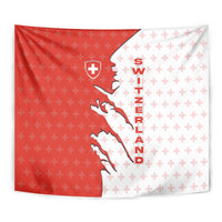 Switzerland Map Scratch Claw Swiss Flag Tapestry with Vertical Text - Wonder Print Shop
