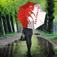 Switzerland Map Scratch Claw Swiss Flag Umbrella with Vertical Text - Wonder Print Shop