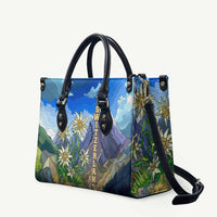 Edelweiss Flower Switzerland Mountain Leather Bag - Wonder Print Shop