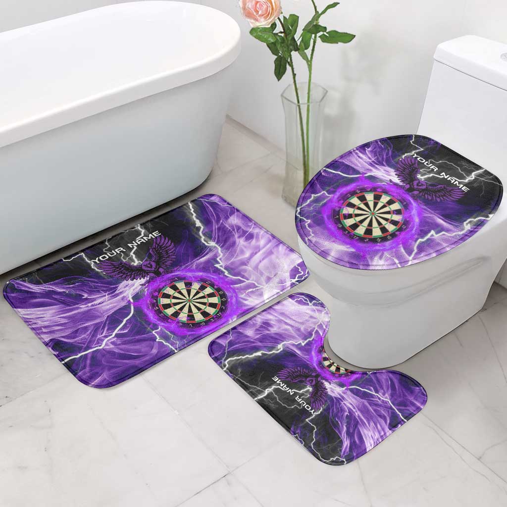 Personalized Purple Lightning Darts Board Bathroom Set with Owl Graphic - Wonder Print Shop