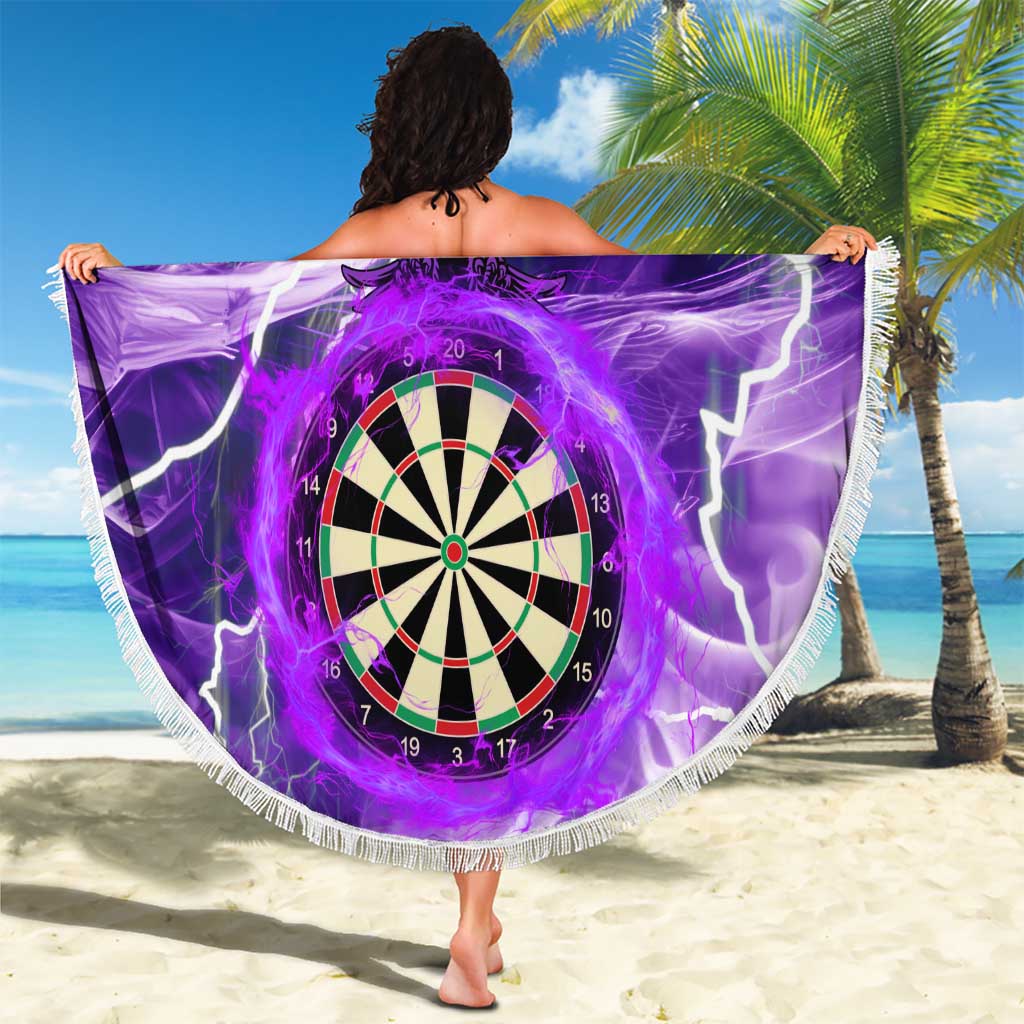 Personalized Purple Lightning Darts Board Beach Blanket with Owl Graphic - Wonder Print Shop