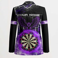 Personalized Purple Lightning Darts Board Blazer with Owl Graphic - Wonder Print Shop