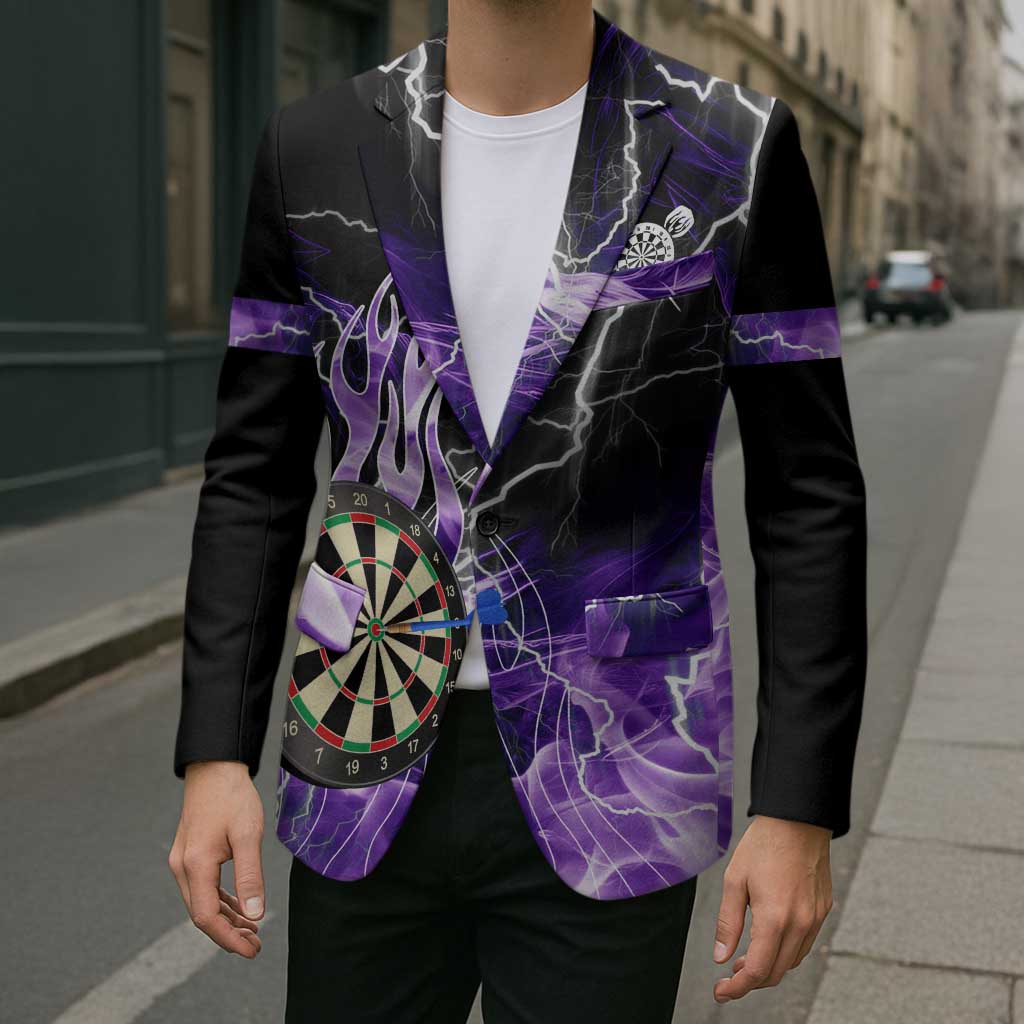 Personalized Purple Lightning Darts Board Blazer with Owl Graphic - Wonder Print Shop