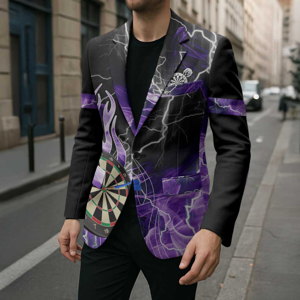Personalized Purple Lightning Darts Board Blazer with Owl Graphic - Wonder Print Shop