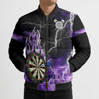 Personalized Purple Lightning Darts Board Bomber Puffer Jacket with Owl Graphic - Wonder Print Shop