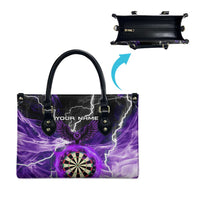 Personalized Purple Lightning Darts Board Leather Bag with Owl Graphic - Wonder Print Shop