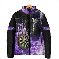 Personalized Purple Lightning Darts Board Padded Jacket with Owl Graphic - Wonder Print Shop