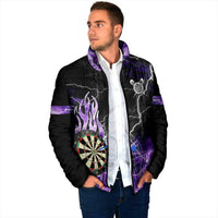 Personalized Purple Lightning Darts Board Padded Jacket with Owl Graphic - Wonder Print Shop