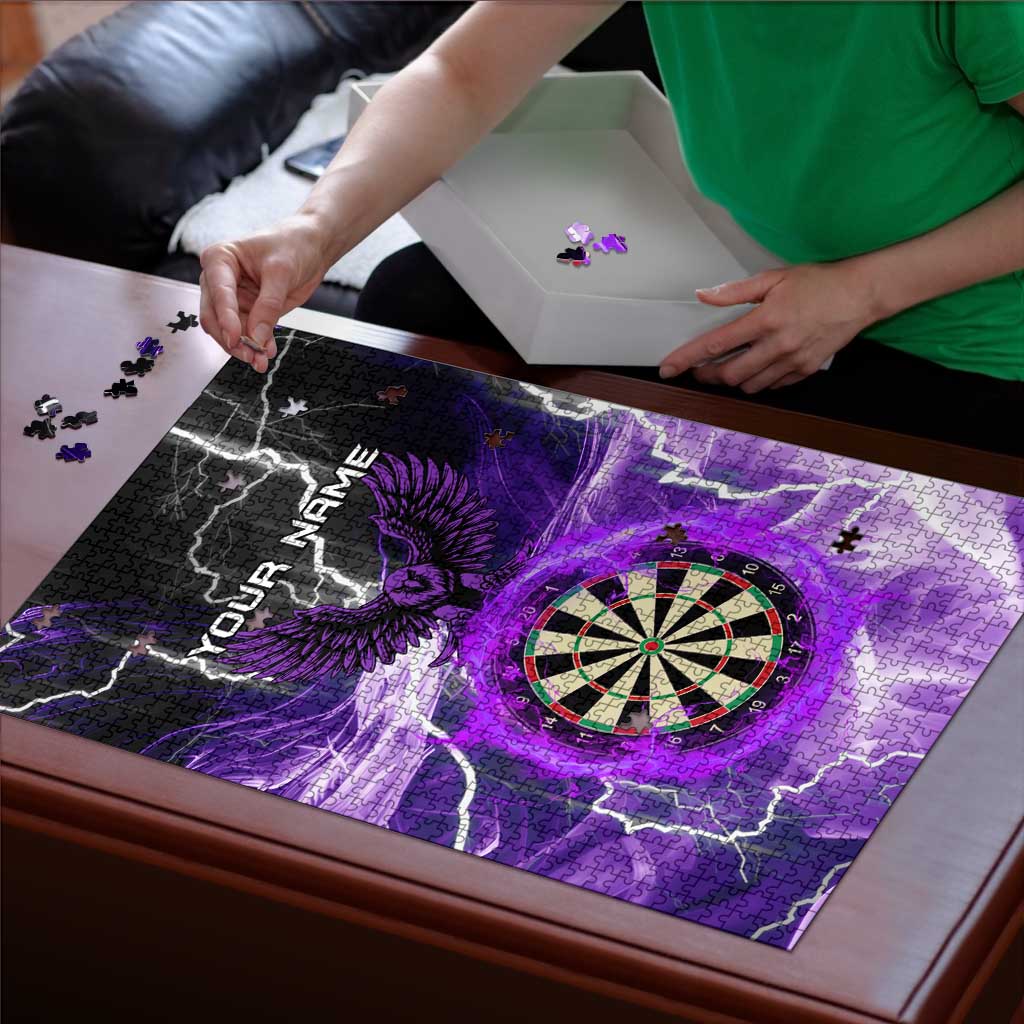 Personalized Purple Lightning Darts Board Puzzle with Owl Graphic - Wonder Print Shop