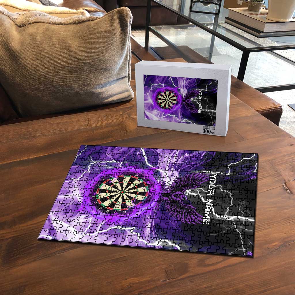 Personalized Purple Lightning Darts Board Puzzle with Owl Graphic - Wonder Print Shop