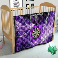 Personalized Purple Lightning Darts Board Quilt with Owl Graphic - Wonder Print Shop