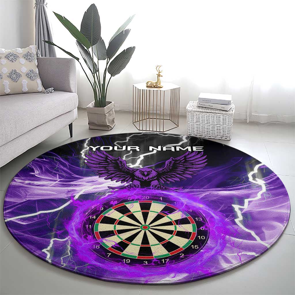 Personalized Purple Lightning Darts Board Round Carpet with Owl Graphic - Wonder Print Shop