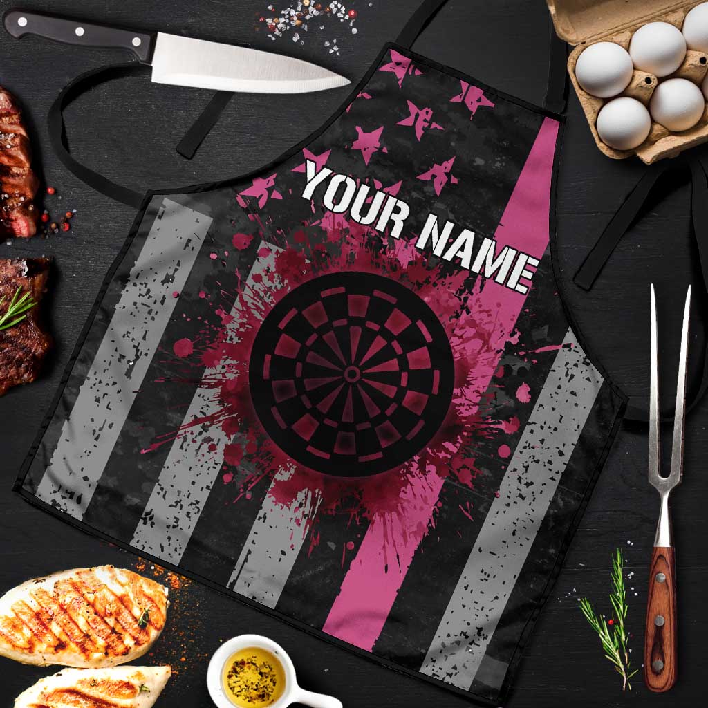 Personalized Pink Ribbon and American Flag Darts Apron - Wonder Print Shop