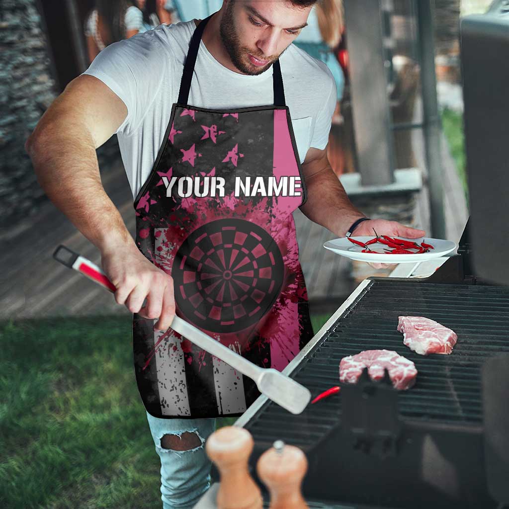 Personalized Pink Ribbon and American Flag Darts Apron - Wonder Print Shop