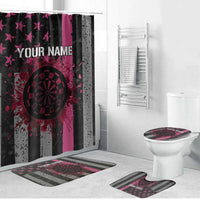 Personalized Pink Ribbon and American Flag Darts Bathroom Set - Wonder Print Shop