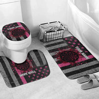 Personalized Pink Ribbon and American Flag Darts Bathroom Set - Wonder Print Shop