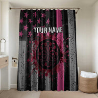 Personalized Pink Ribbon and American Flag Darts Bathroom Set - Wonder Print Shop