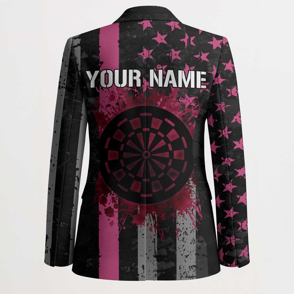 Personalized Pink Ribbon and American Flag Darts Blazer - Wonder Print Shop