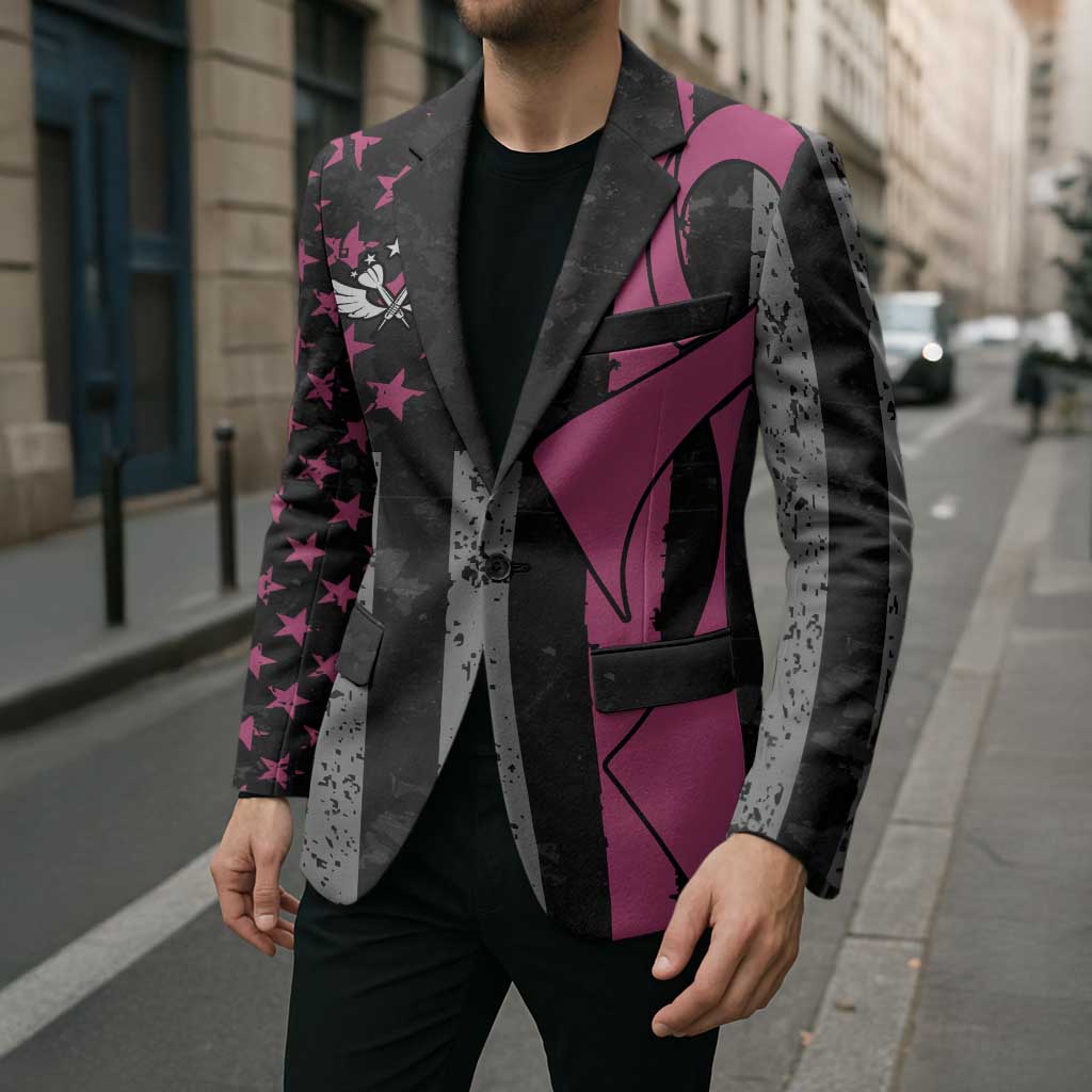 Personalized Pink Ribbon and American Flag Darts Blazer - Wonder Print Shop