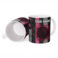 Personalized Pink Ribbon and American Flag Darts Ceramic Mug - Wonder Print Shop