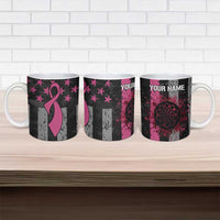 Personalized Pink Ribbon and American Flag Darts Ceramic Mug - Wonder Print Shop
