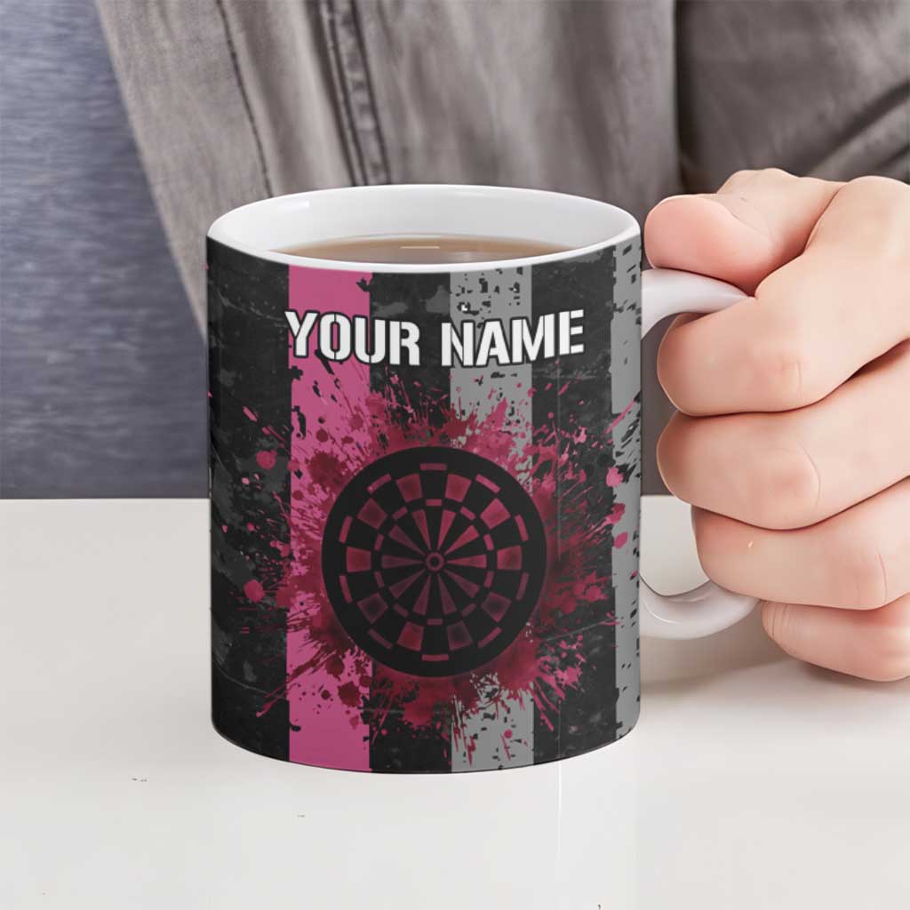Personalized Pink Ribbon and American Flag Darts Ceramic Mug - Wonder Print Shop