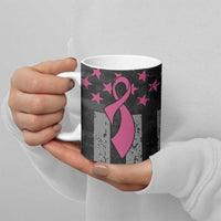 Personalized Pink Ribbon and American Flag Darts Ceramic Mug - Wonder Print Shop