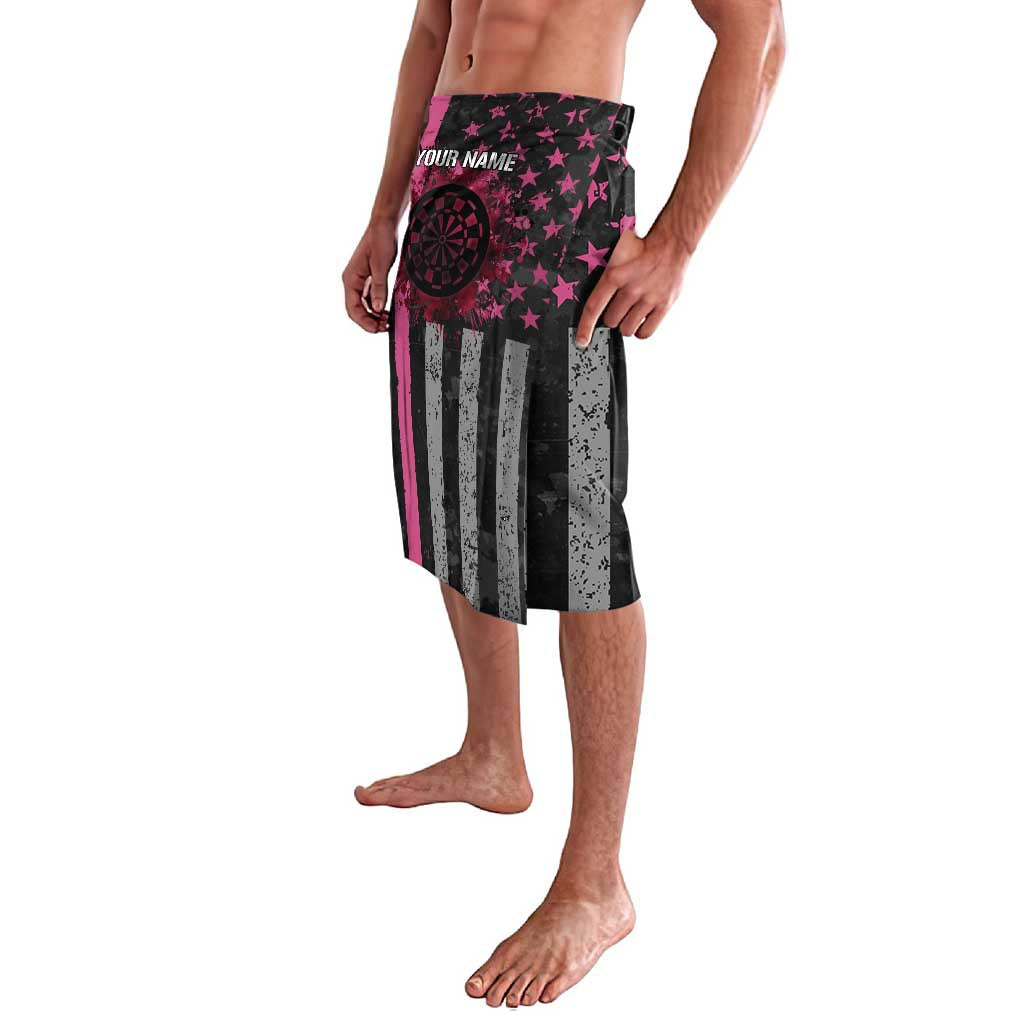 Personalized Pink Ribbon and American Flag Darts Lavalava - Wonder Print Shop