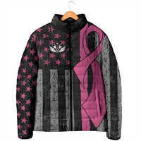 Personalized Pink Ribbon and American Flag Darts Padded Jacket - Wonder Print Shop