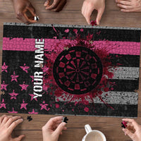 Personalized Pink Ribbon and American Flag Darts Puzzle - Wonder Print Shop