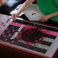 Personalized Pink Ribbon and American Flag Darts Puzzle - Wonder Print Shop
