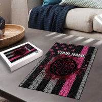 Personalized Pink Ribbon and American Flag Darts Puzzle - Wonder Print Shop
