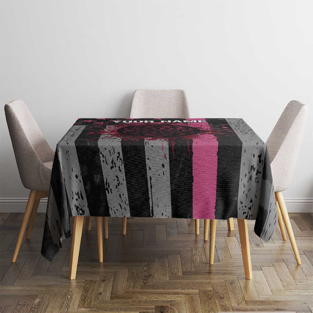 Personalized Pink Ribbon and American Flag Darts Tablecloth - Wonder Print Shop