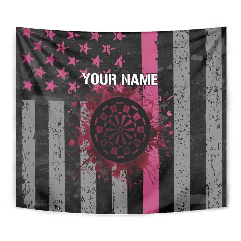 Personalized Pink Ribbon and American Flag Darts Tapestry - Wonder Print Shop