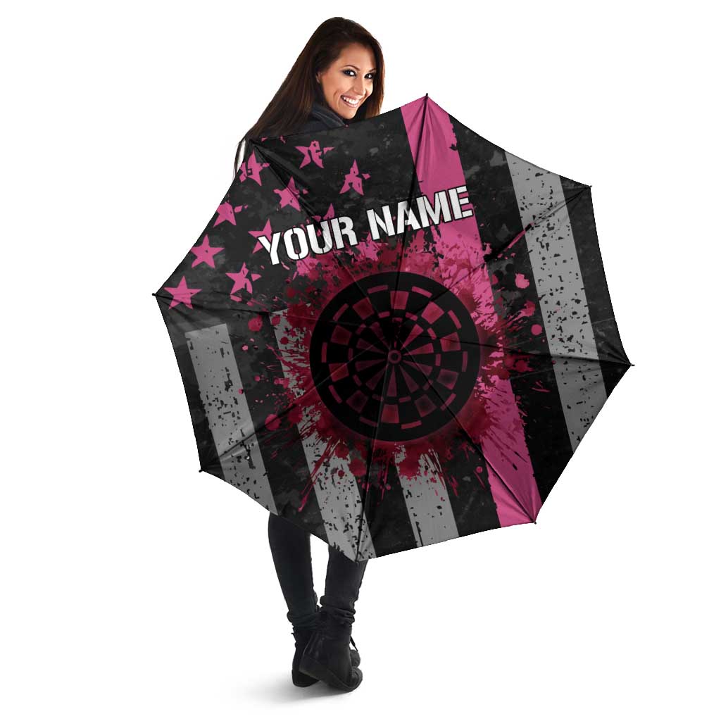 Personalized Pink Ribbon and American Flag Darts Umbrella - Wonder Print Shop