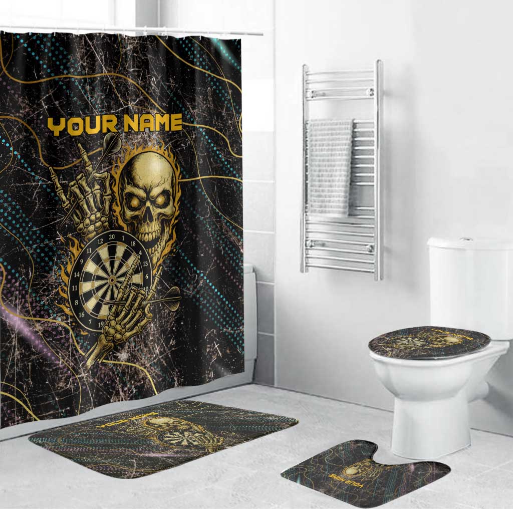 Personalized Skull and Darts Graphic Bathroom Set with Neon Design - Wonder Print Shop