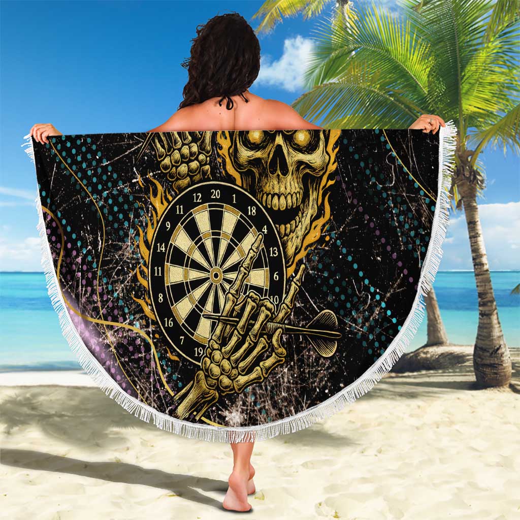 Personalized Skull and Darts Graphic Beach Blanket with Neon Design - Wonder Print Shop