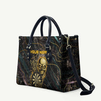 Personalized Skull and Darts Graphic Leather Bag with Neon Design - Wonder Print Shop