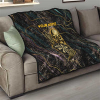 Personalized Skull and Darts Graphic Quilt with Neon Design - Wonder Print Shop