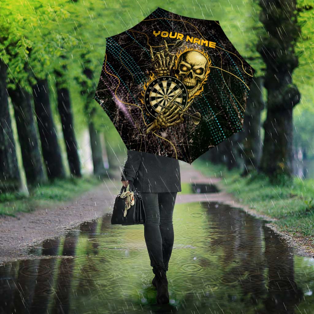 Personalized Skull and Darts Graphic Umbrella with Neon Design - Wonder Print Shop