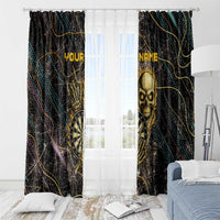 Personalized Skull and Darts Graphic Window Curtain with Neon Design - Wonder Print Shop