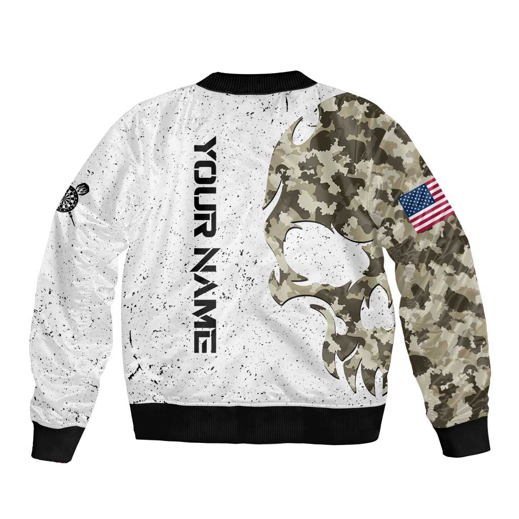 Personalized Camouflage Skull and American Flag Darts Bomber Jacket - Wonder Print Shop