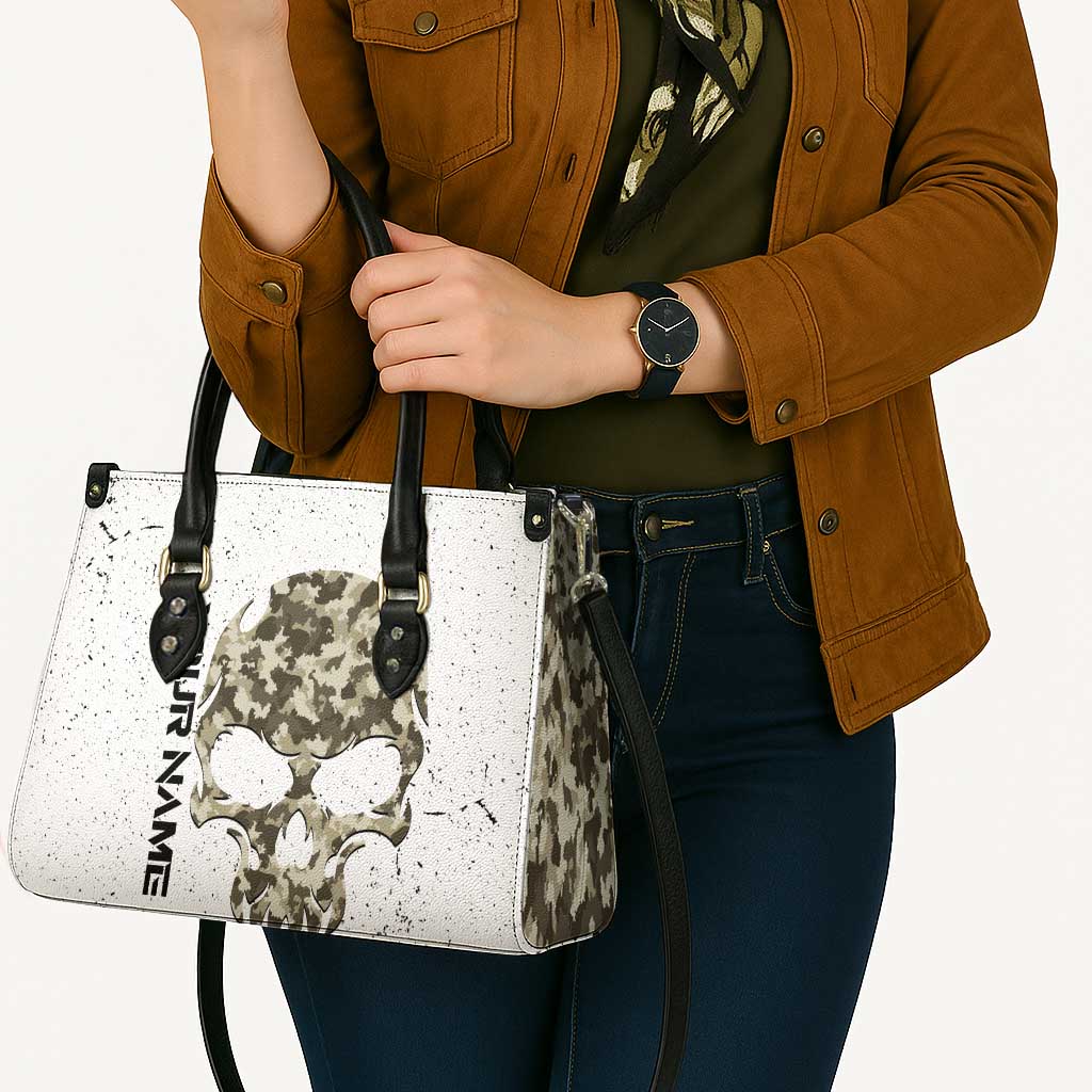 Personalized Camouflage Skull and American Flag Darts Leather Bag - Wonder Print Shop