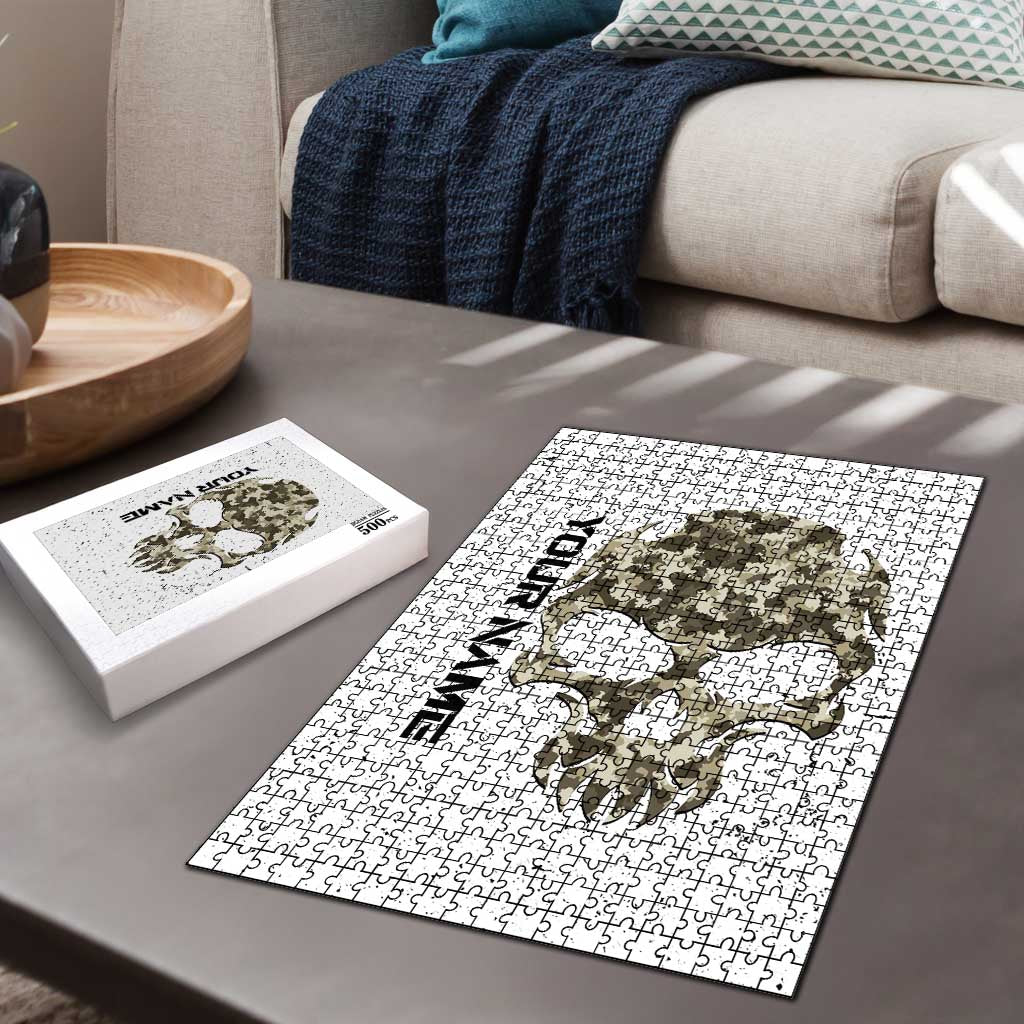 Personalized Camouflage Skull and American Flag Darts Puzzle - Wonder Print Shop