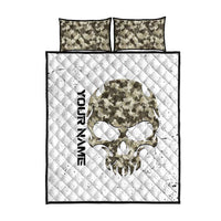 Personalized Camouflage Skull and American Flag Darts Quilt Bed Set - Wonder Print Shop