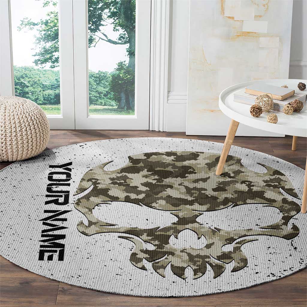 Personalized Camouflage Skull and American Flag Darts Round Carpet - Wonder Print Shop